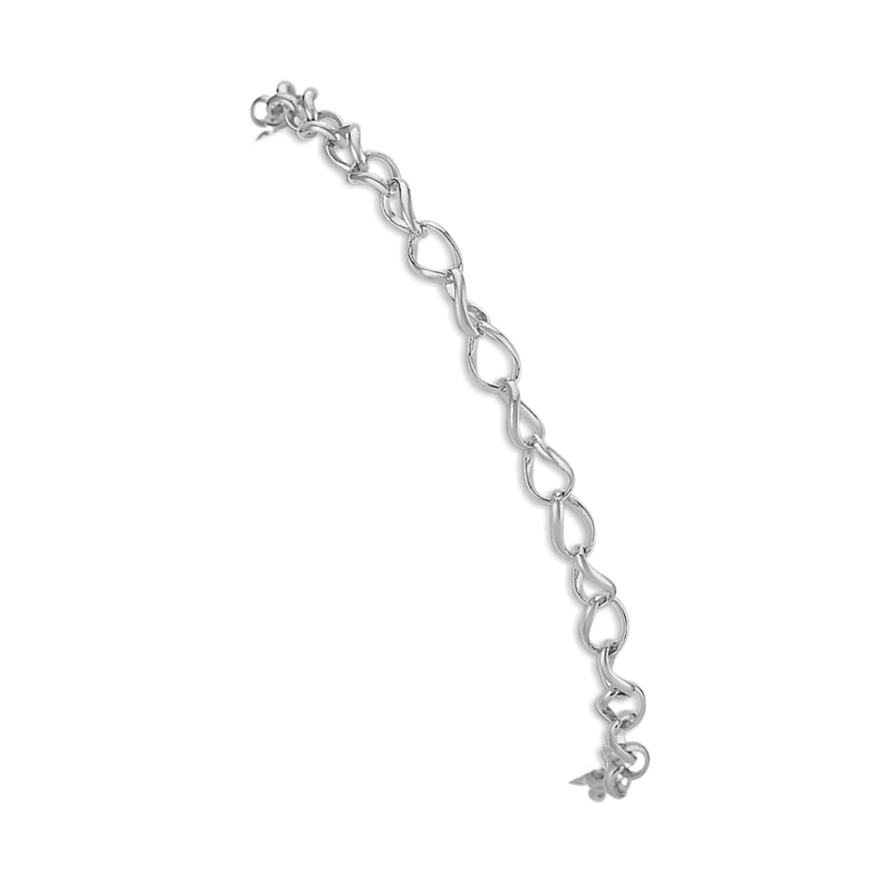 14k White Gold Twist Link Charm Bracelet (8'')