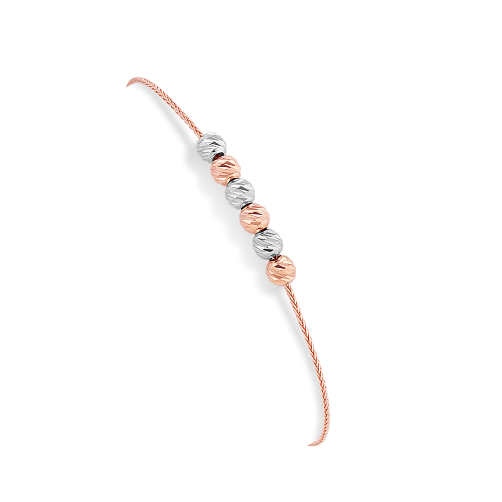 14k White and Rose Gold Lariat Bracelet (9.5'')