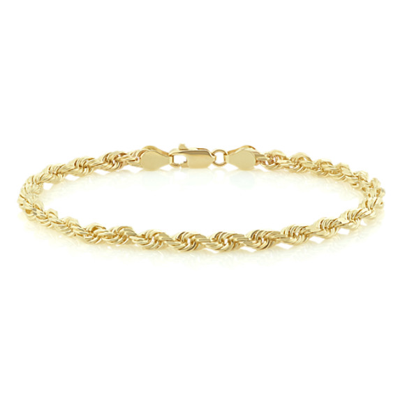 14k Yellow Gold Diamond Cut Rope Bracelet 8 5 In Shane Co 14k Yellow Gold Diamond Cut Rope Bracelet 8 5 In