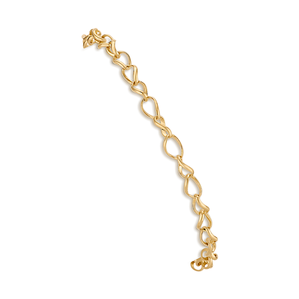 14k Yellow Gold Twist Link Charm Bracelet (7.25'')