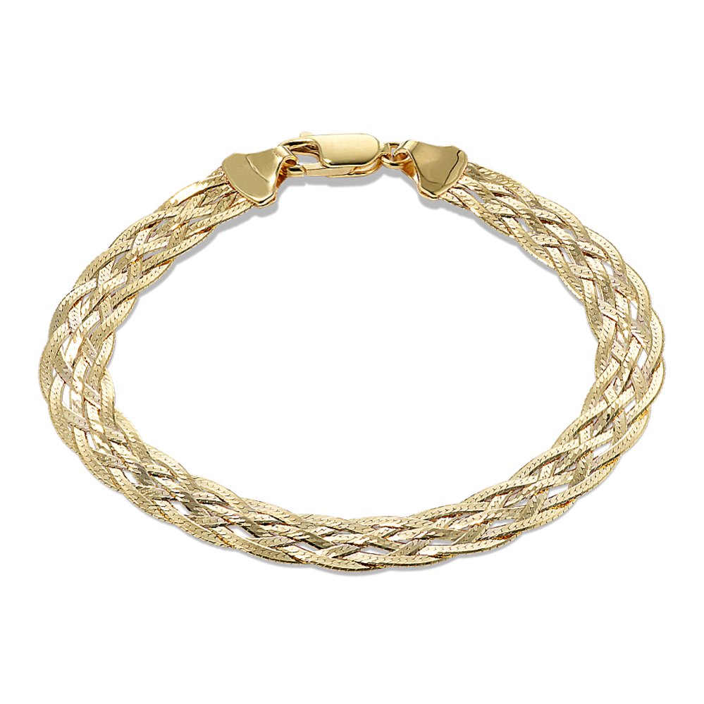 14K Yellow Gold Woven Herringbone Bracelet