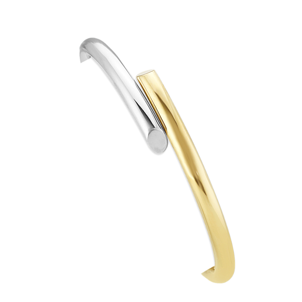 14k Yellow and White Gold Bangle Bracelet (7 in)