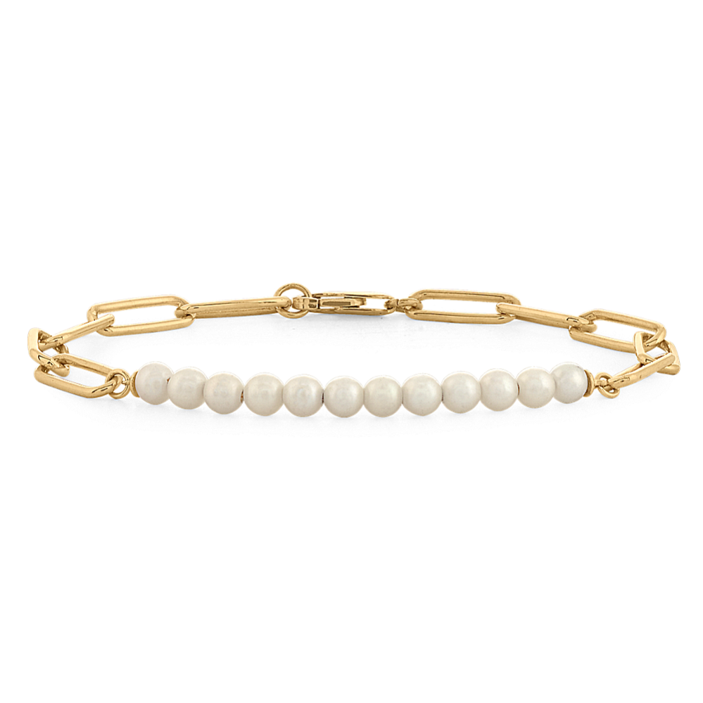 Syracuse 3.5mm Freshwater Pearl Paper Clip Bracelet in Vermeil 14K Yellow Gold (7 in)