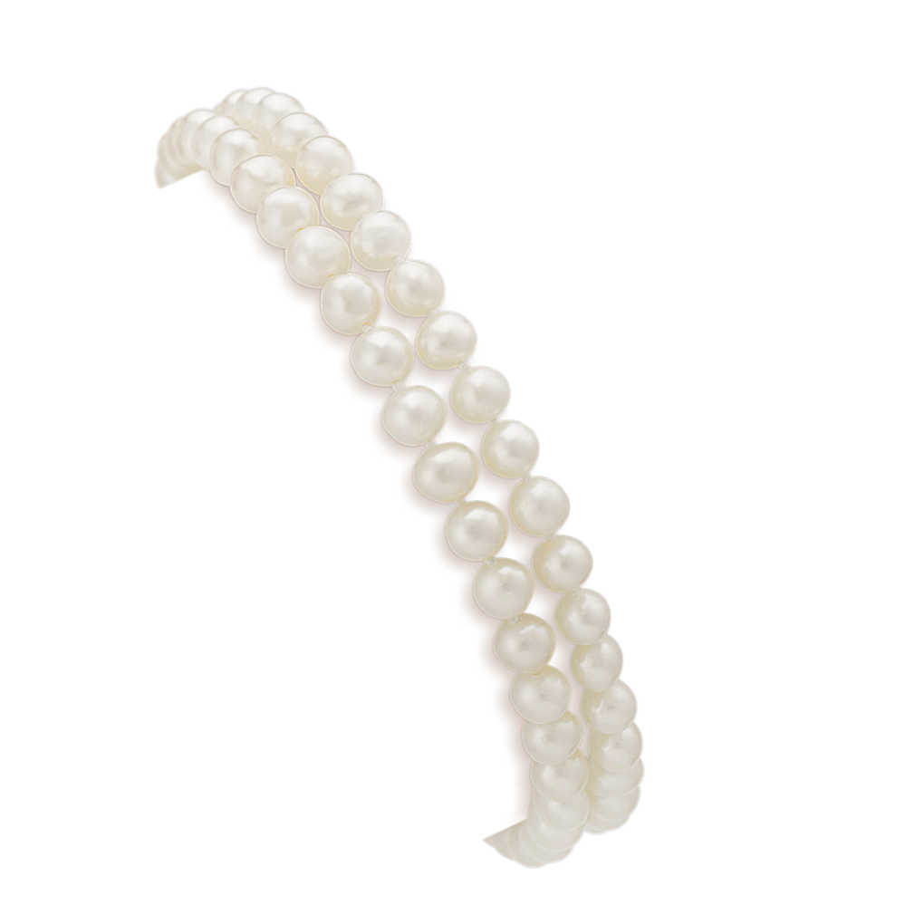 4.5mm Freshwater Cultured Pearl Double Strand Bracelet (7.5'')