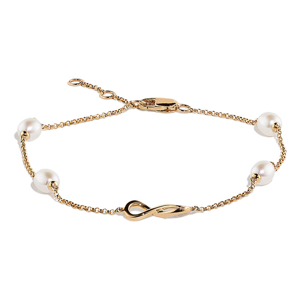 4mm Cultured Freshwater Pearl Infinity Bracelet (7 in)