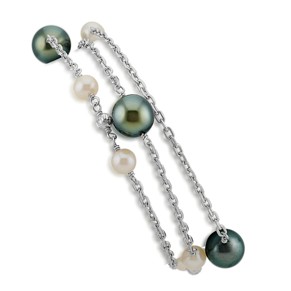 5.5-10mm Tahitian and Freshwater Cultured Pearl Bracelet (8 in)