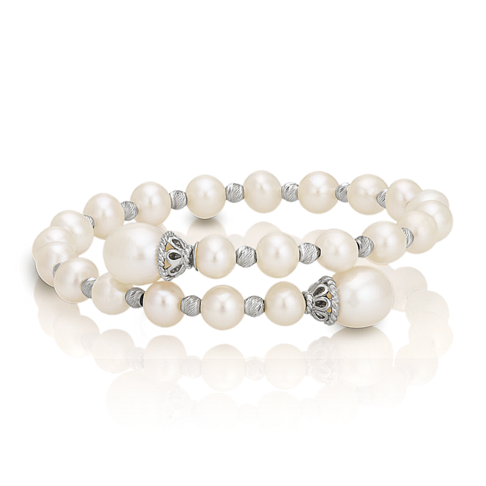 Sterling Silver Black Freshwater Cultured Pearl Coil Bangle Bracelet Sterling Silver Black Freshwater Cultured Pearl Coil Bangle Bracelet