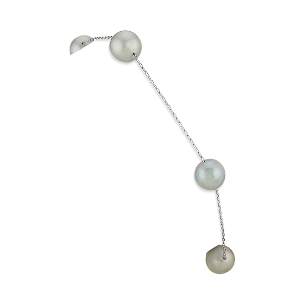 7mm Blue Akoya Cultured Pearl Tin Cup Bracelet (7'')