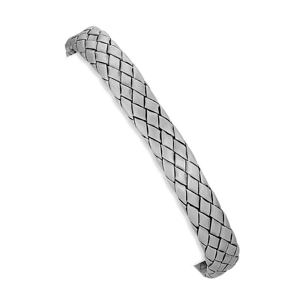 8'' Mens Woven Sterling Silver Cuff Bracelet
