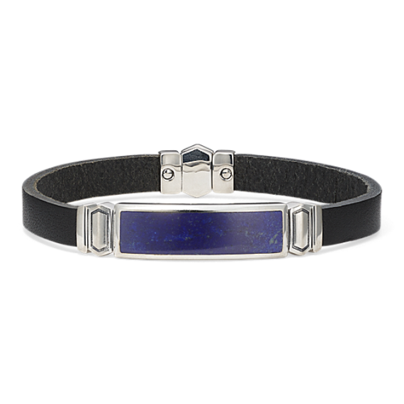 Blue Lapis & Leather Bar Bracelet
