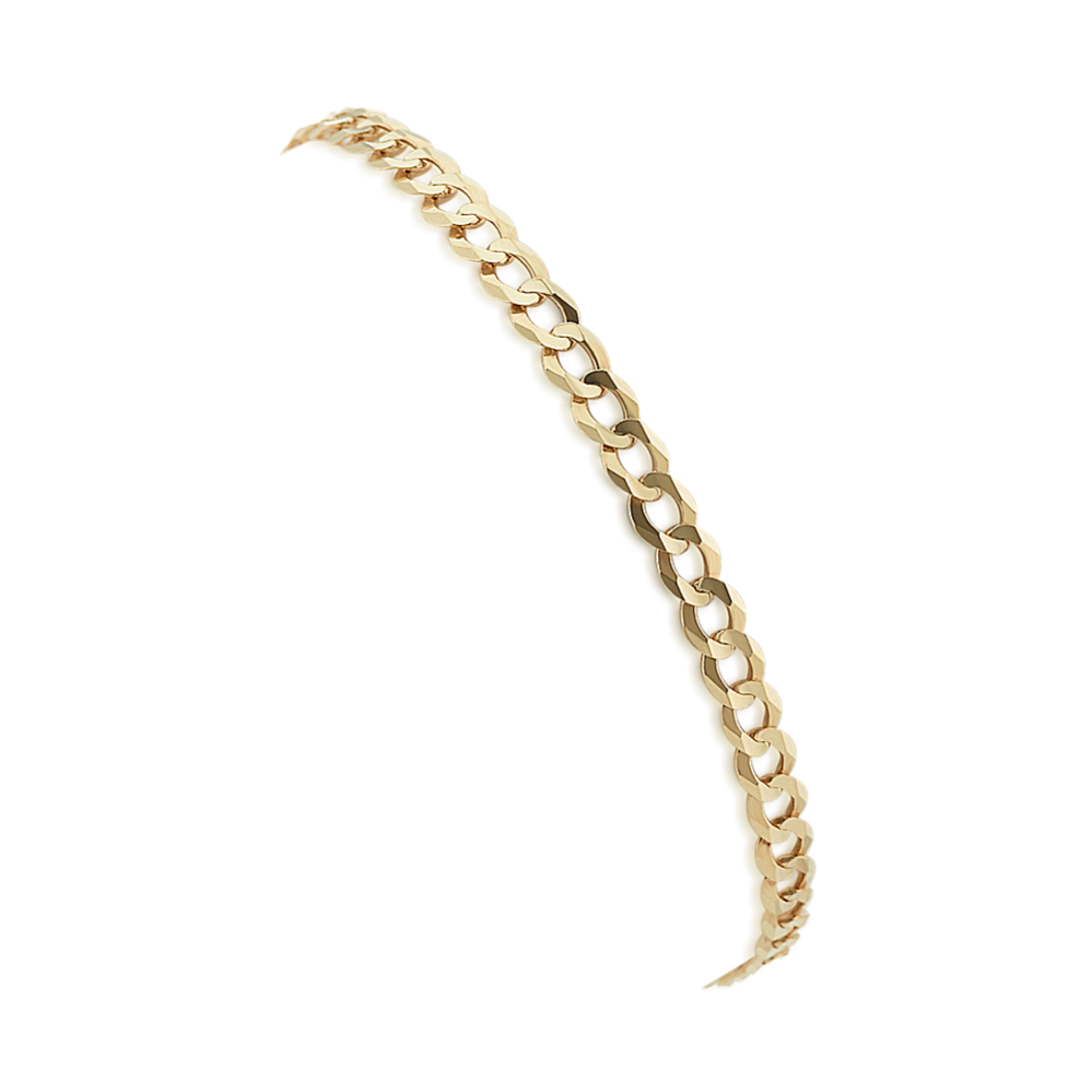 8.5 in Mens 14k Yellow Gold Curb Bracelet (4.4mm) | Shane Co.
