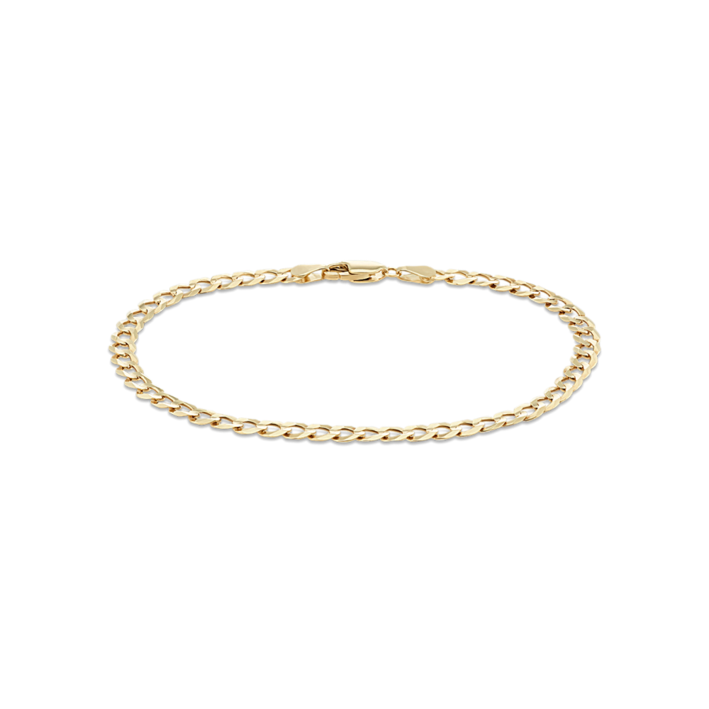 8.5 in Mens 14k Yellow Gold Curb Bracelet (4.4mm)