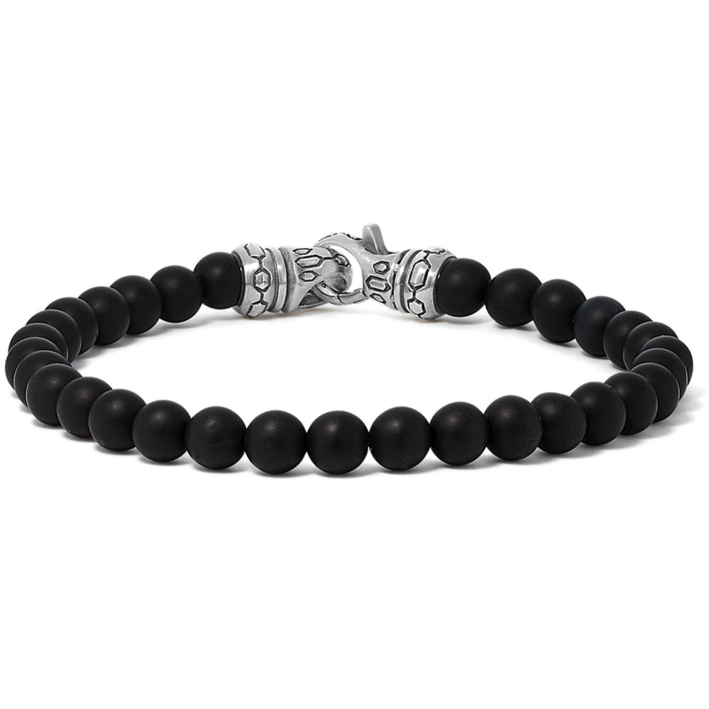 Fielder Black Agate Beaded Bracelet (8.5in)