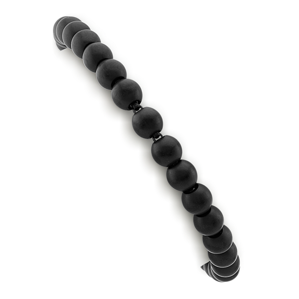 8.5'' Mens Black Stainless Steel Mens Bead Bracelet