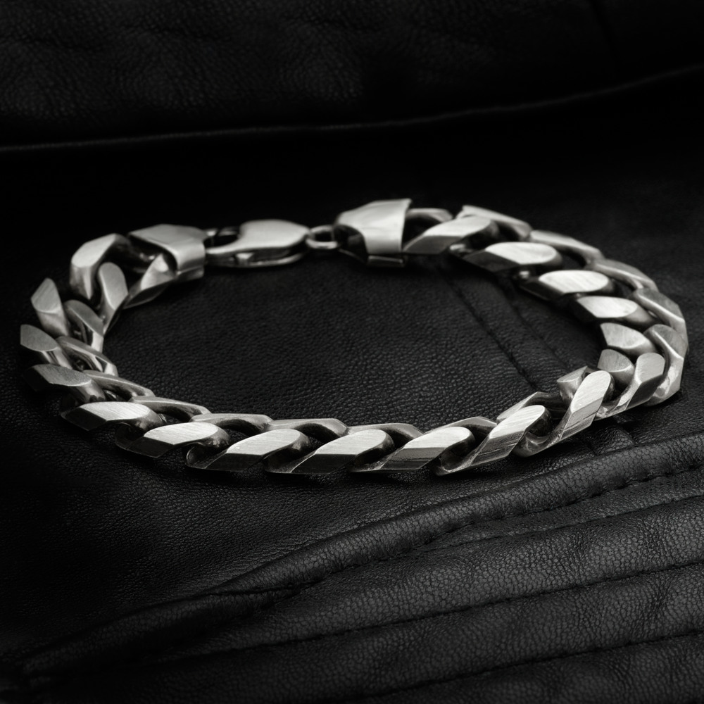 8.5 in Mens Sterling Silver Link Bracelet (11mm) Shane Co.