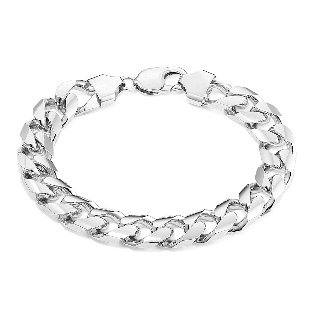 8.5 in Mens Sterling Silver Link Bracelet (11mm) Shane Co.