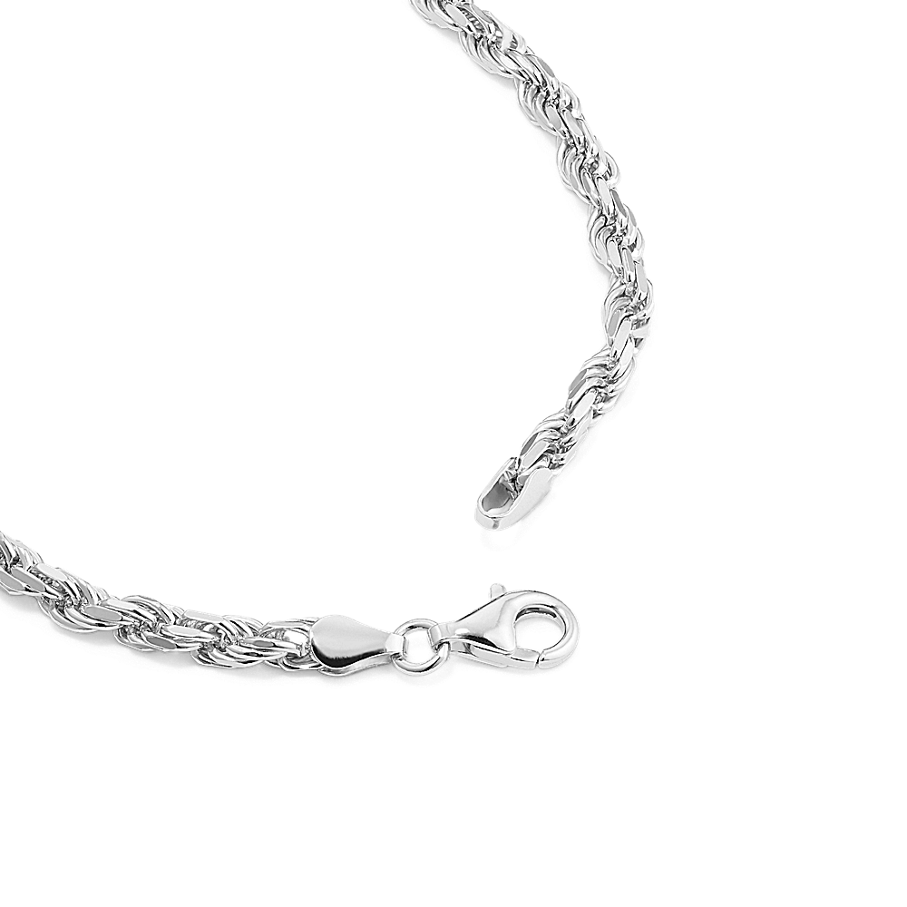 8.5 in Mens Sterling Silver Rope Bracelet (3.5mm) Shane Co.