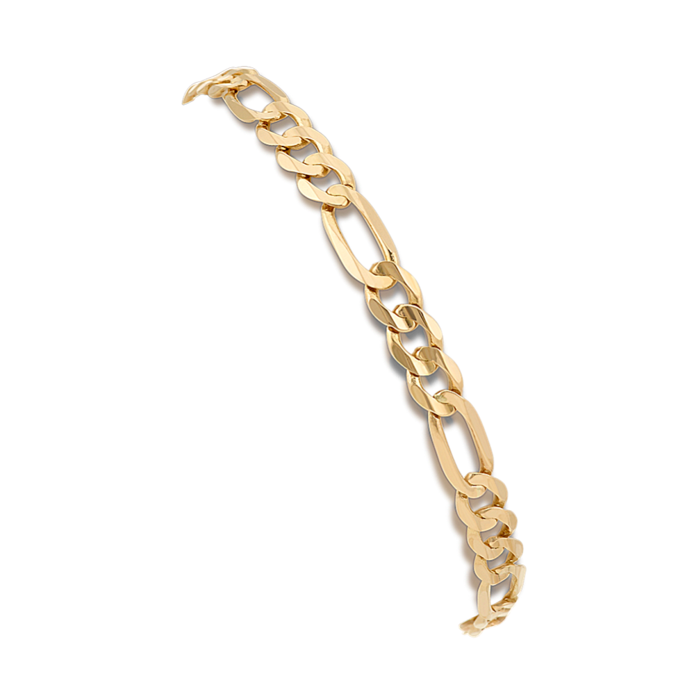 9'' Mens Figaro Bracelet in 14k Yellow Gold