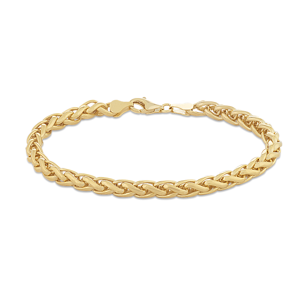 9 in Mens Wheat Bracelet in Vermeil 14K Yellow Gold (5.5mm) | Shane Co.