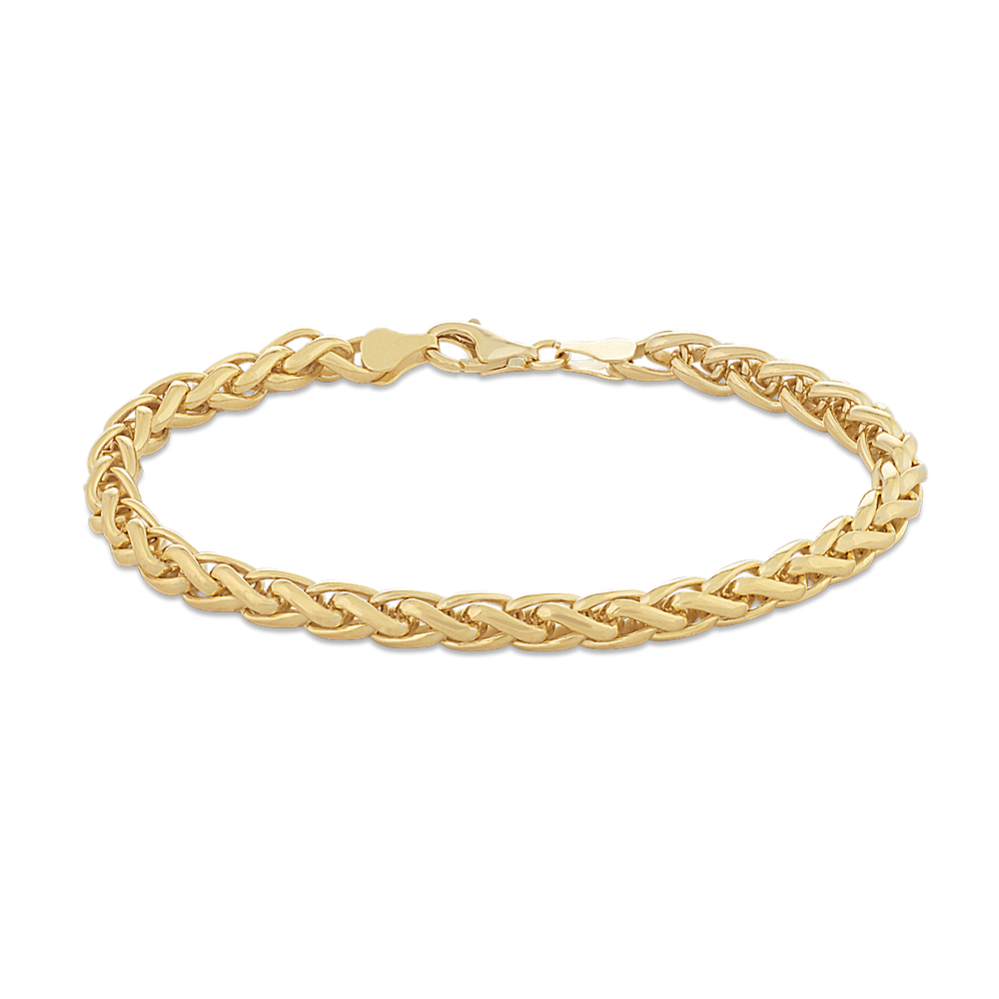 9 in Mens Wheat Bracelet in Vermeil 14K Yellow Gold (6.3mm) | Shane