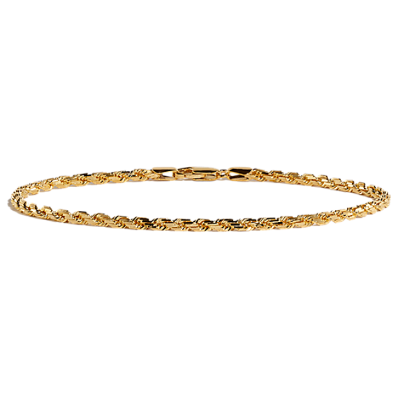 9'' 14K Yellow Gold Rope Chain Bracelet (3mm)