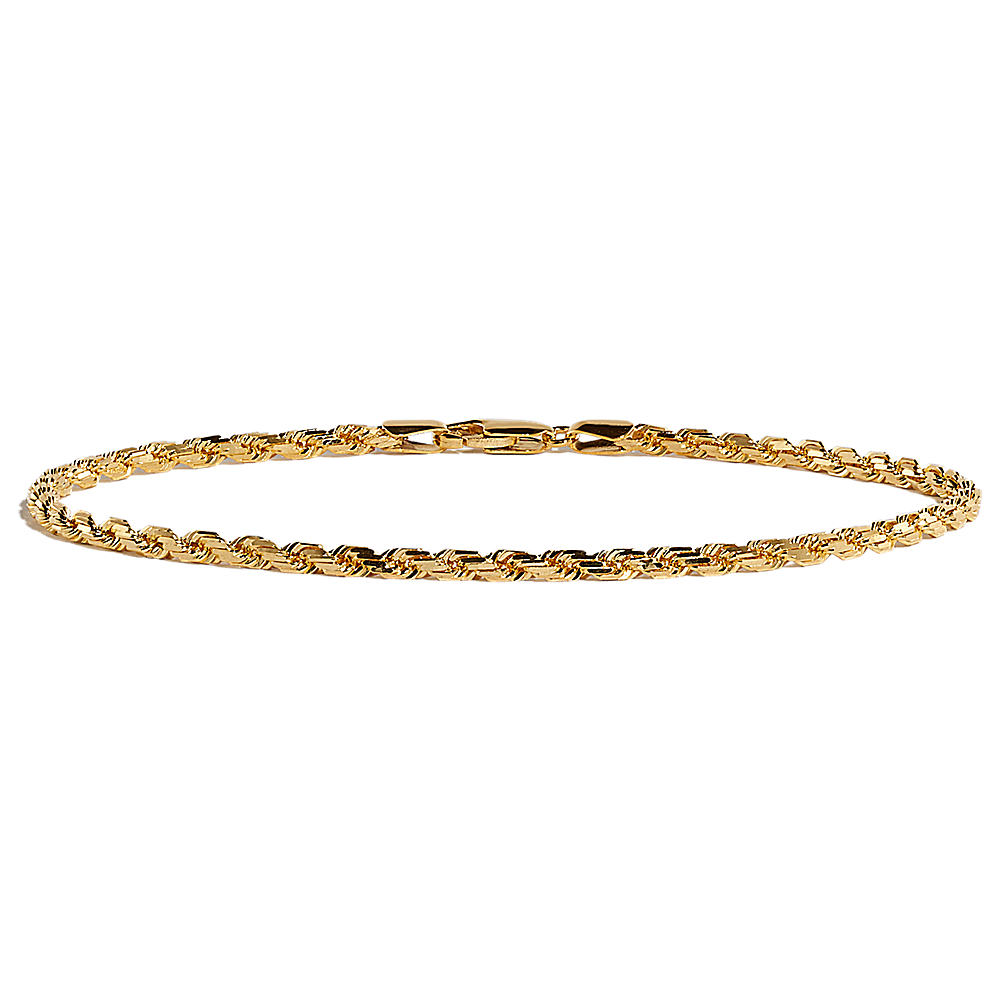 14K Gold Rope Chain Bracelet White Gold