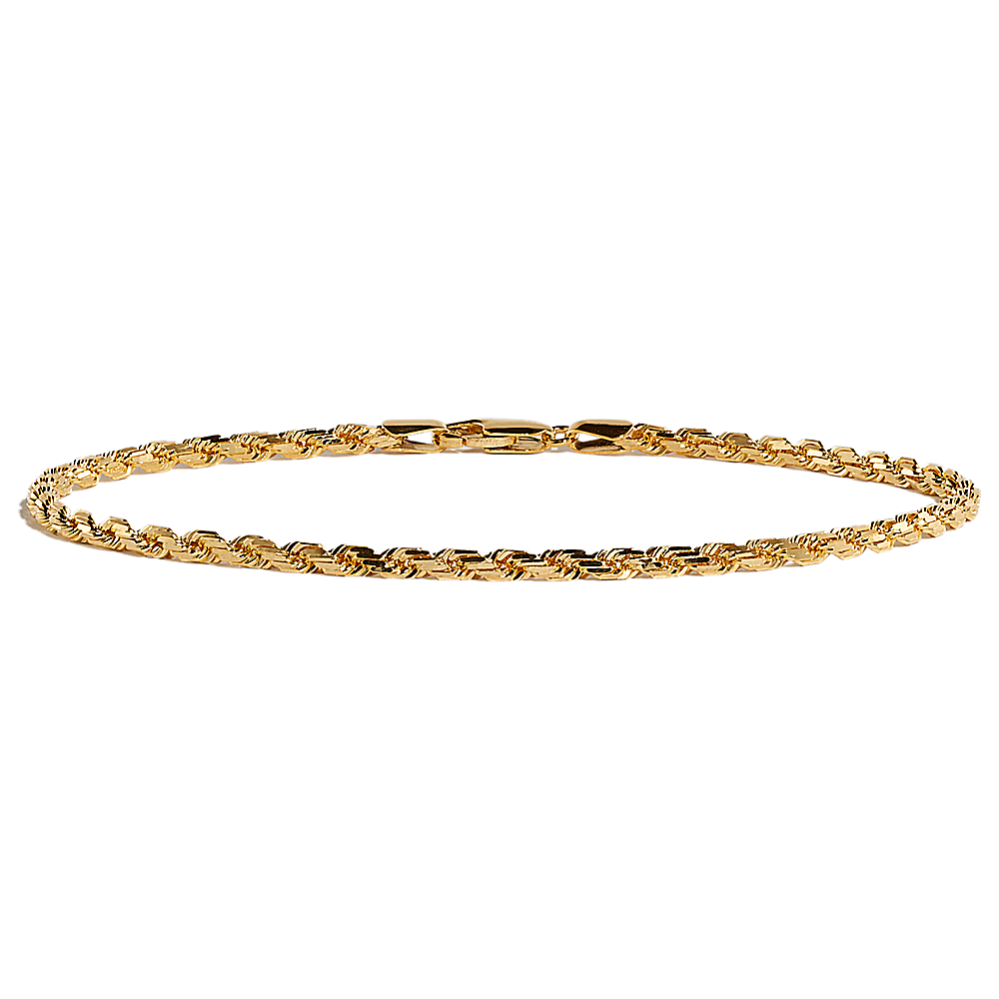 9'' 14K Yellow Gold Rope Chain Bracelet (3mm)