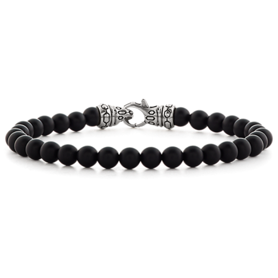 Fielder Black Agate Beaded Bracelet (9.5'')