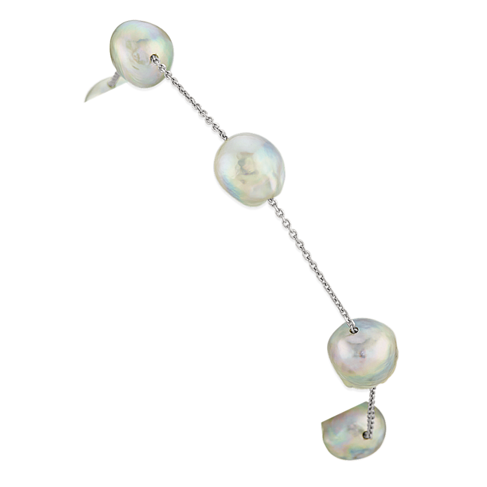 9mm Blue Akoya Cultured Pearl Tin Cup Bracelet (7 in)