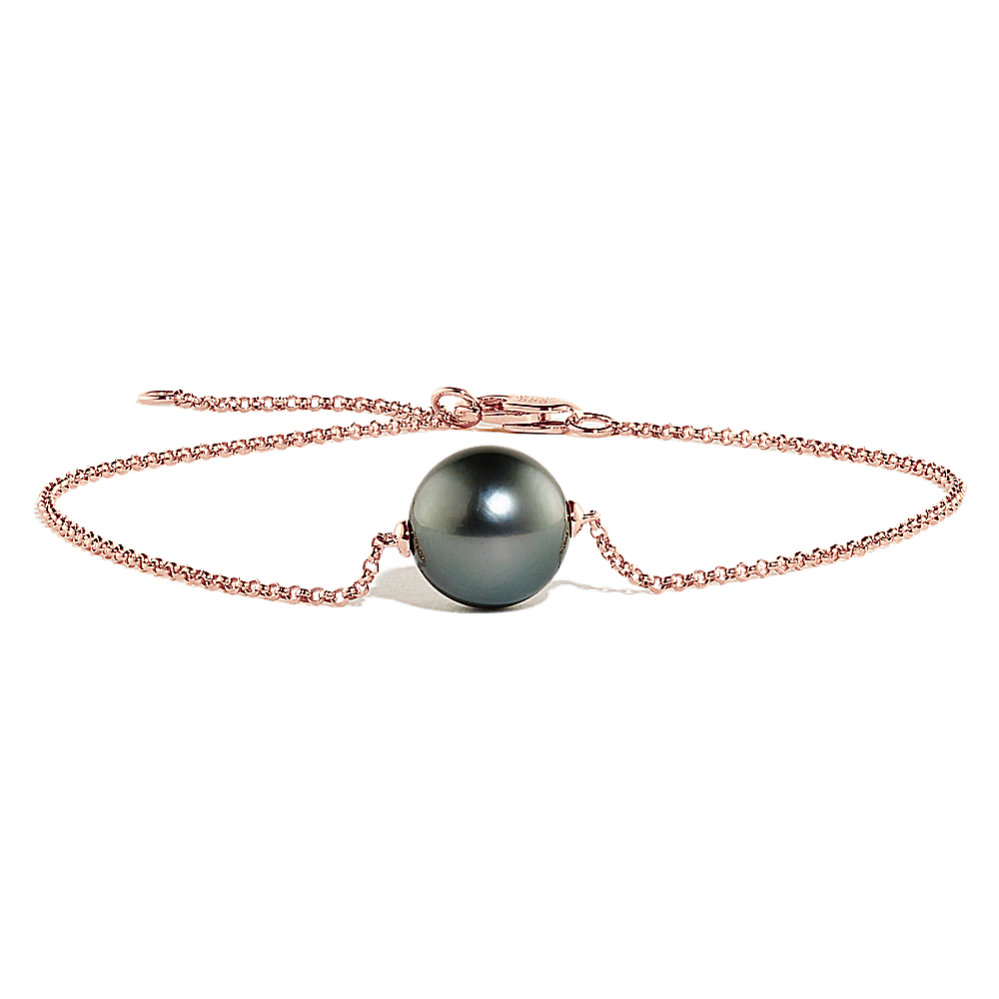 Operetta 9mm Cultured Tahitian Pearl Bracelet in 14K Rose Gold (8 in)