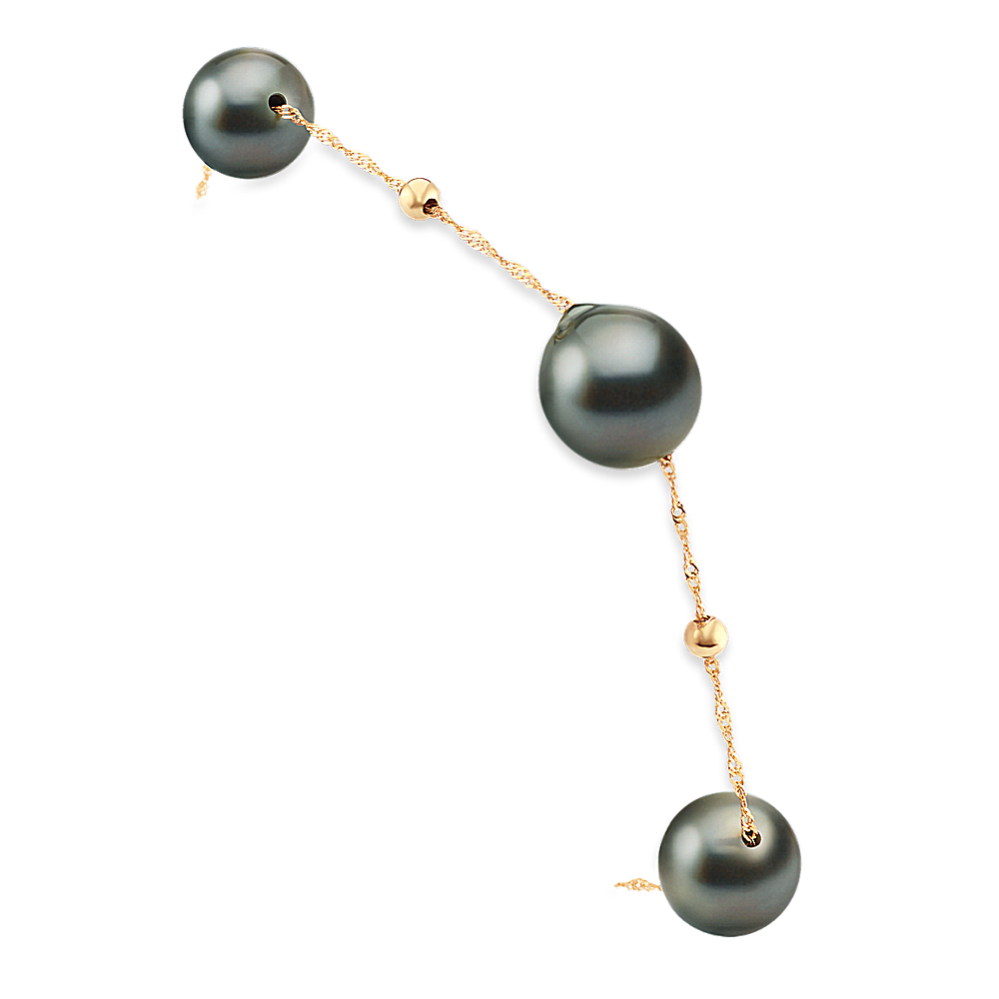 9mm Tahitian Cultured Pearl Bracelet in 14k Yellow Gold (7.5'')