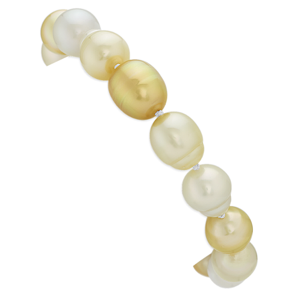 9mm White & Golden South Sea Cultured Pearl Bracelet (8 in)