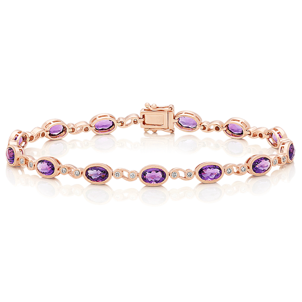 6 ct. Amethyst and Diamond Bracelet (7'')