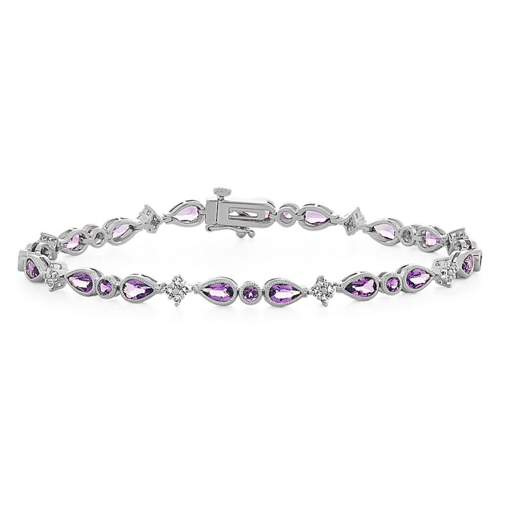 Amethyst and White Sapphire Bracelet (7 in)