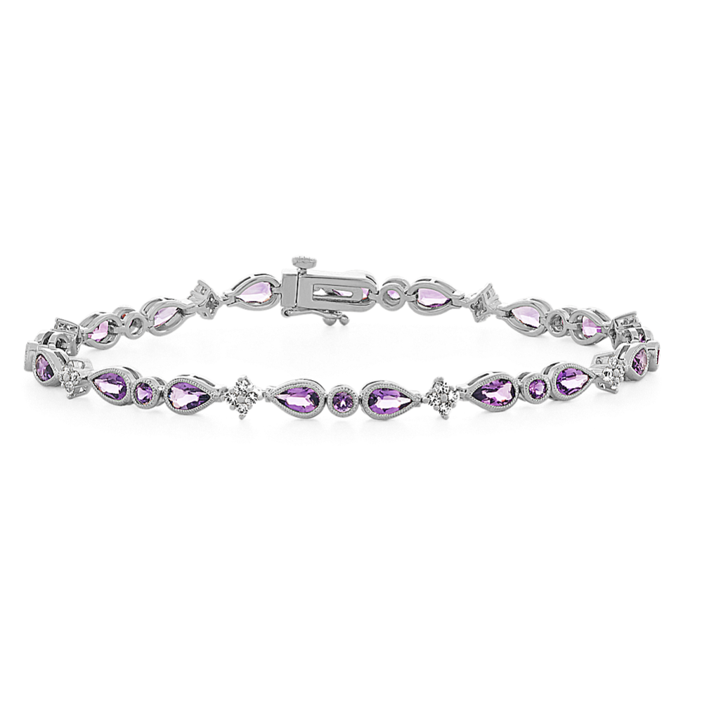 Amethyst and White Sapphire Bracelet (7'')