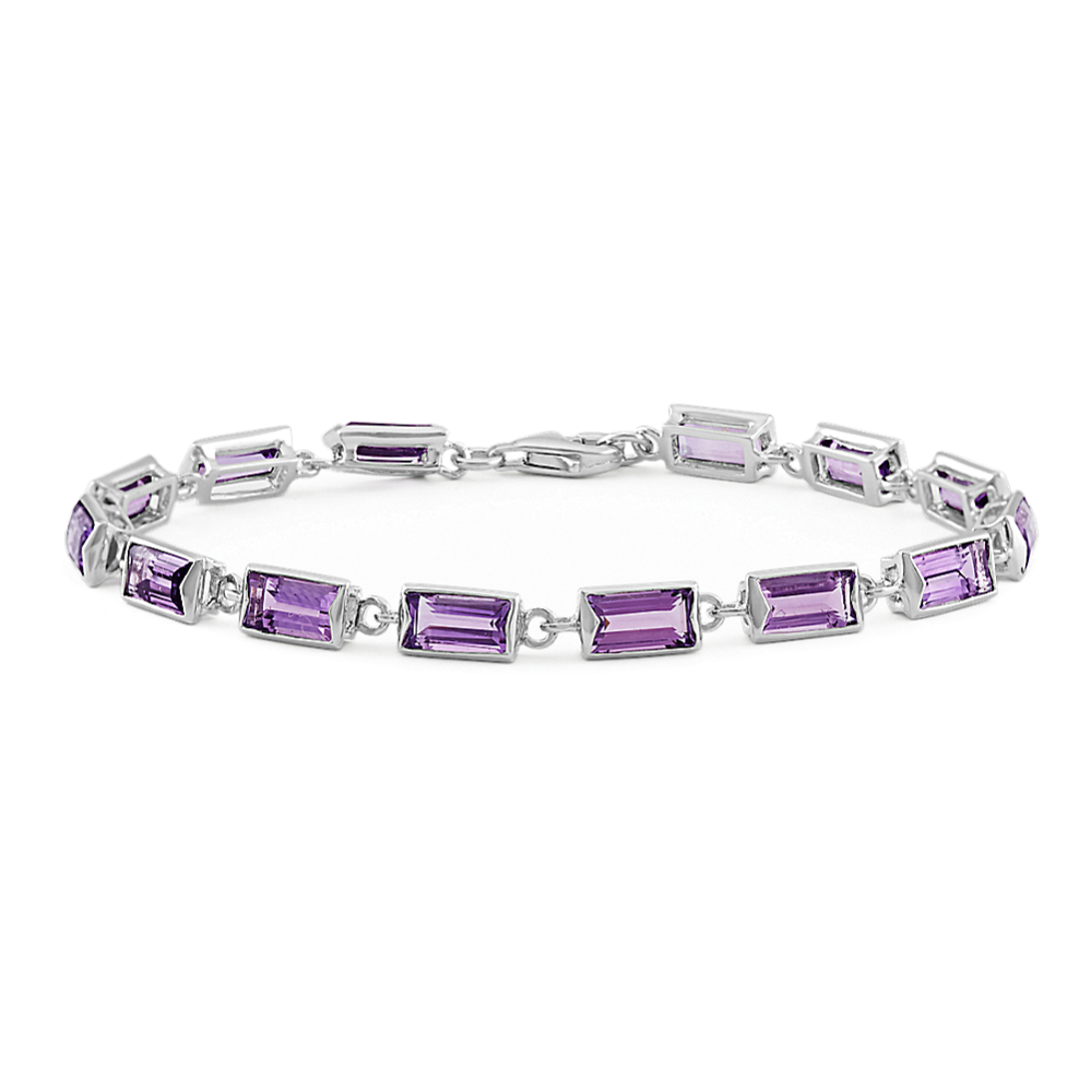 Baguette Light Purple Amethyst Bracelet (7 in)