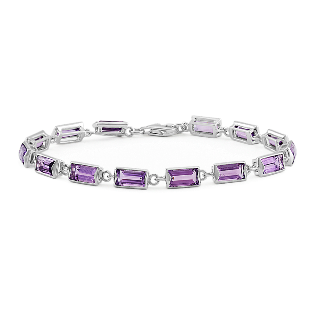 Baguette Light Purple Amethyst Bracelet (7'')