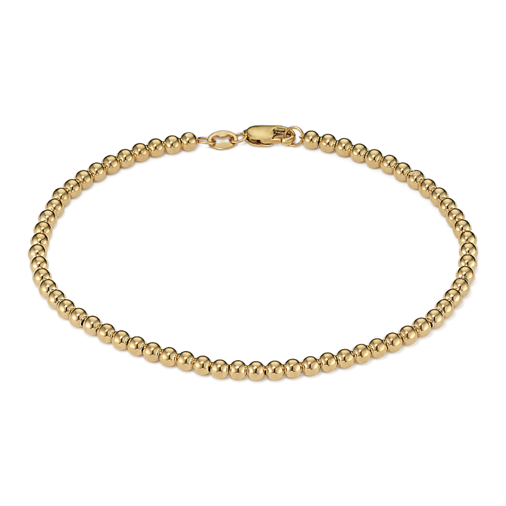 14K Yellow Gold 3mm Bead Bracelet