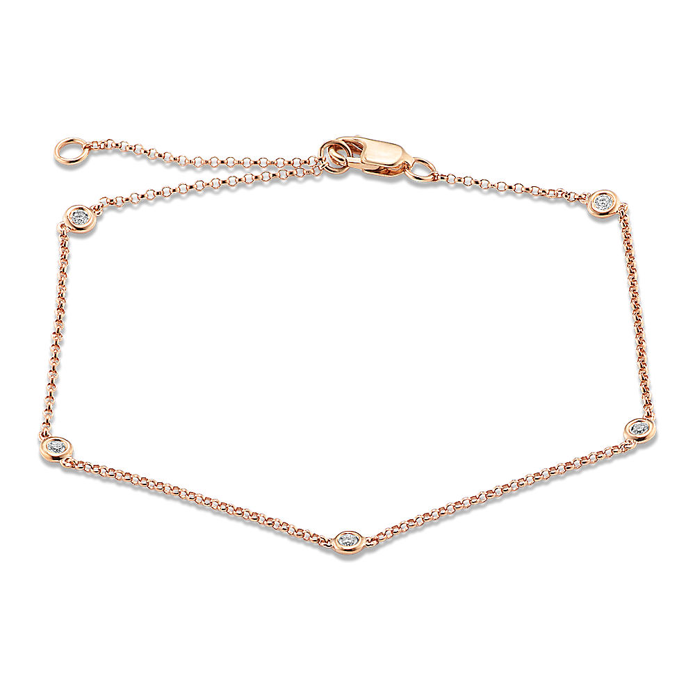 Ambrose Bezel-Set Natural Diamond Bracelet in 14k Rose Gold (8 in)