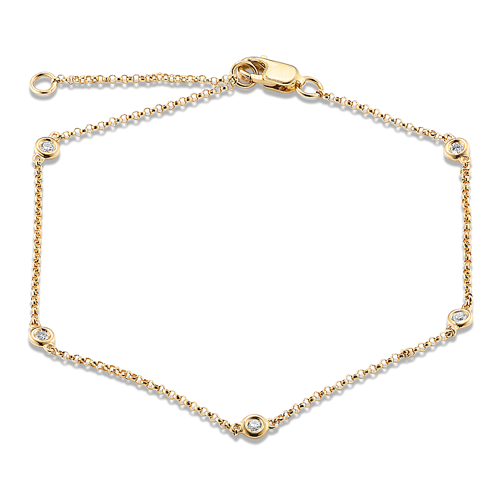 Ambrose Bezel-Set Natural Diamond Bracelet in 14k Yellow Gold (8 in)