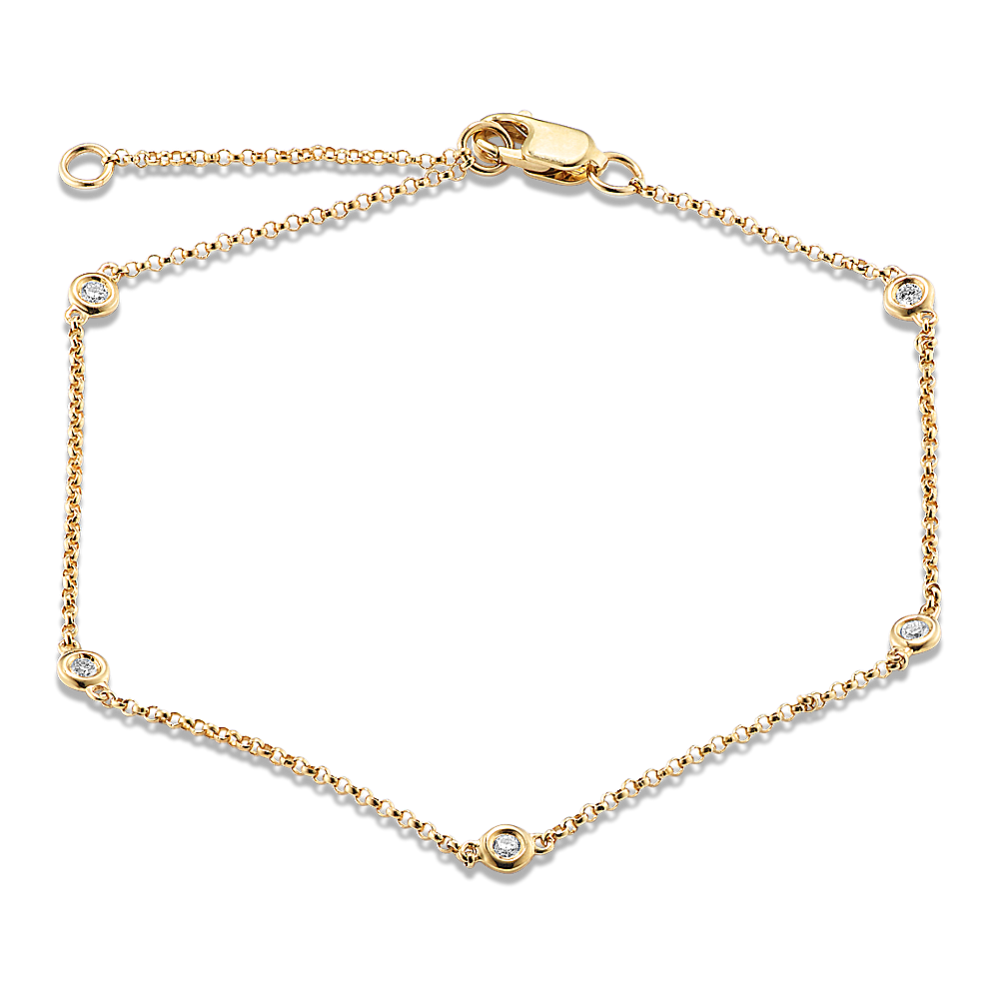 Bezel-Set 0.10 tcw Diamond Station Bracelet