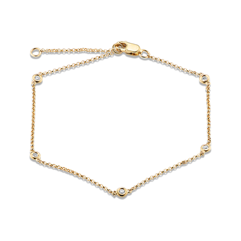 Bezel-Set Diamond Bracelet in 14k Yellow Gold (8 in)