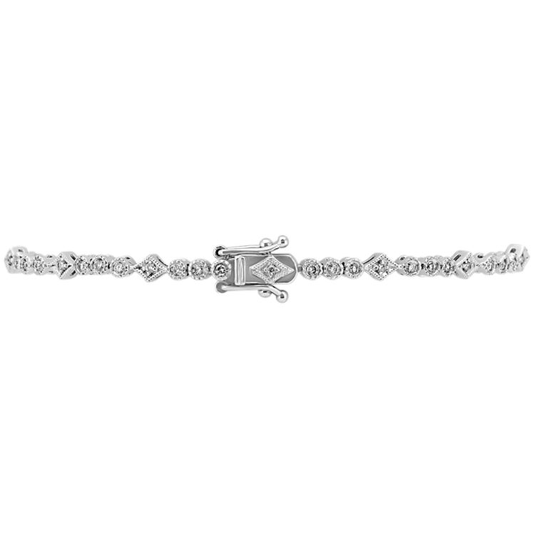 Bezel-Set Natural Diamond Bracelet with Milgrain Detail (7 in)
