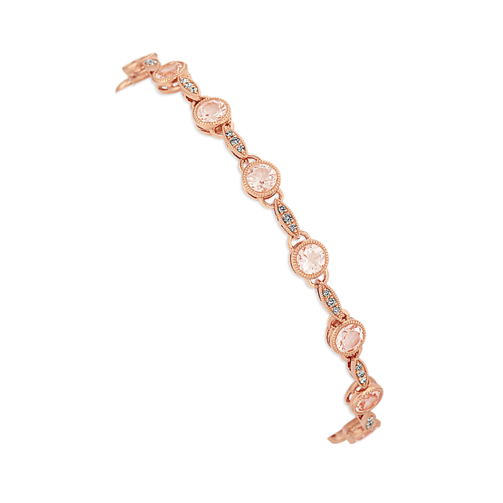 3 1/2 ct. t.g.w. Morganite and Diamond Bracelet (7 in)