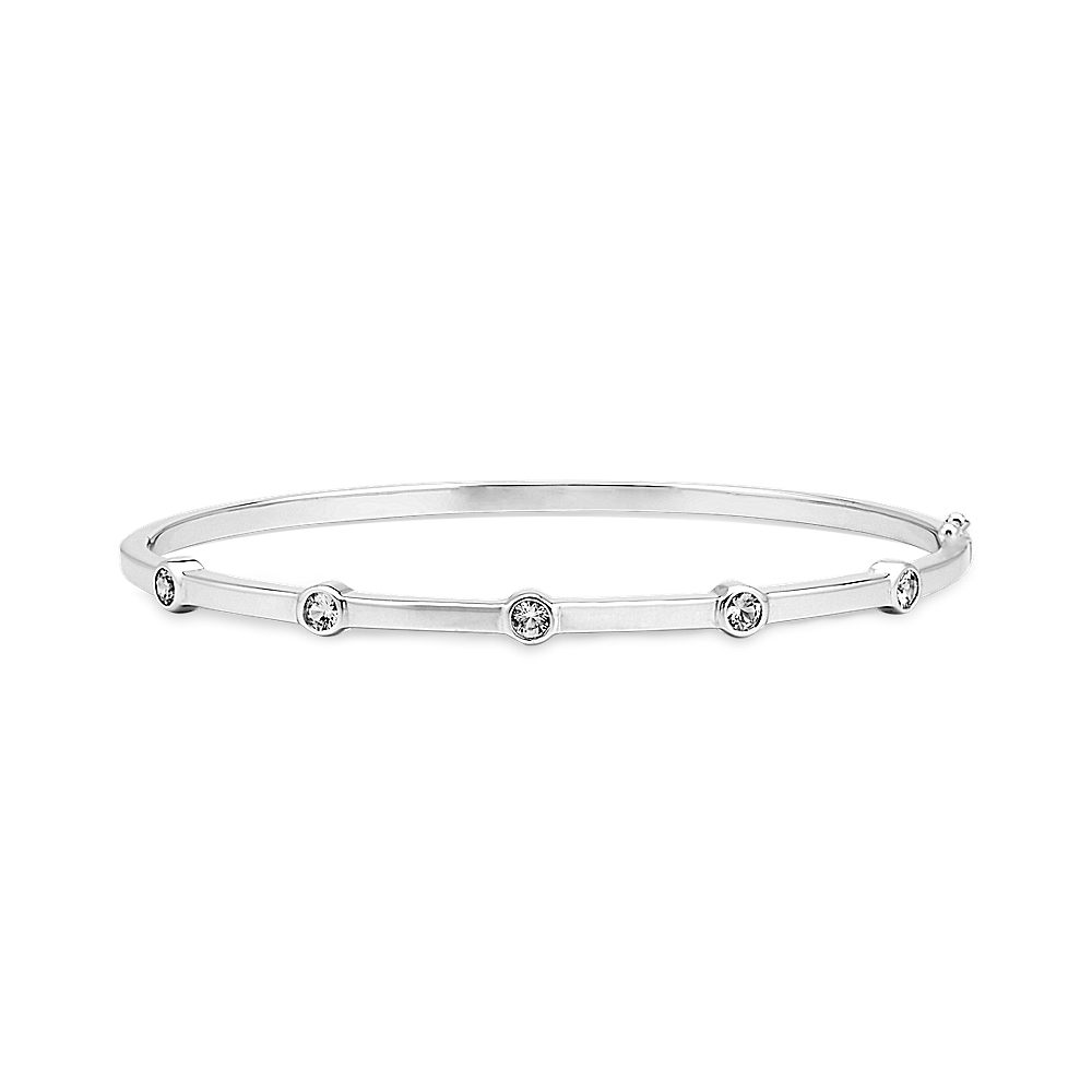 Bezel-Set White Sapphire Bracelet (7.5 in)