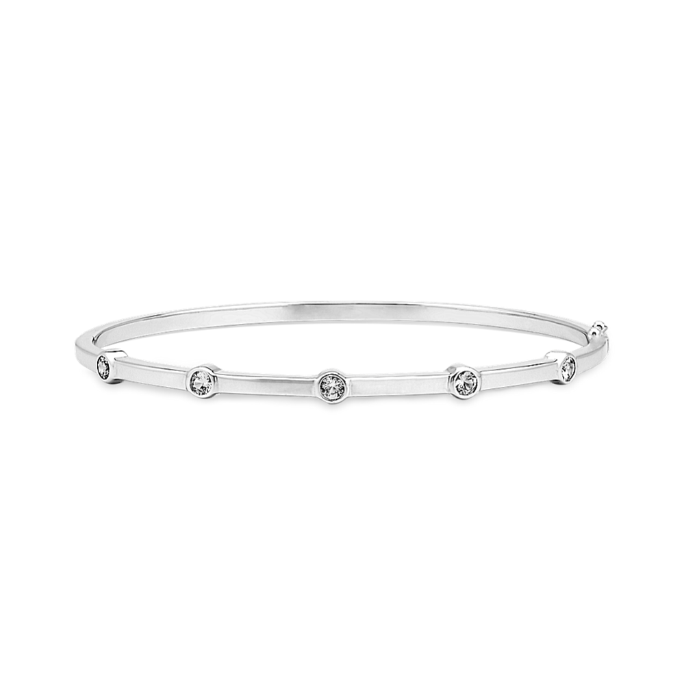 Bezel-Set White Sapphire Bangle Bracelet