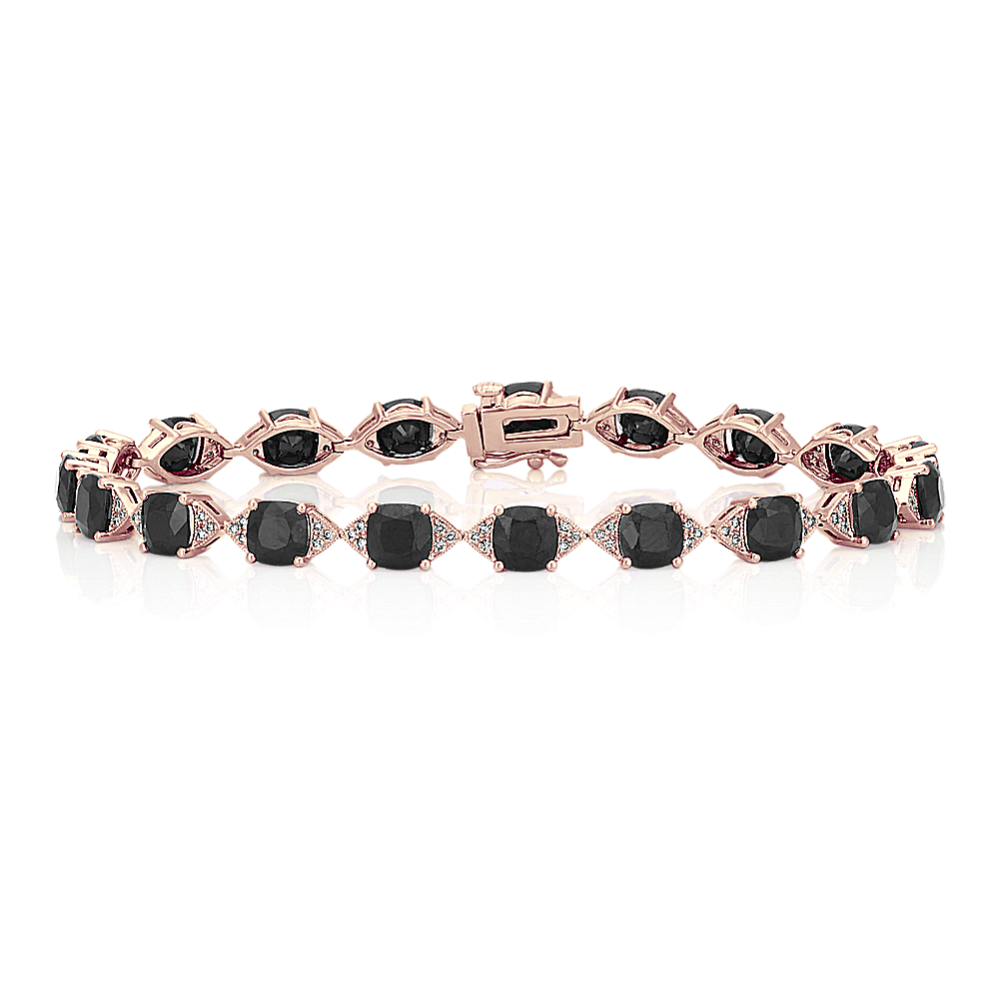 14.40 ct tgw Black Sapphire and Diamond Bracelet (7.5'')