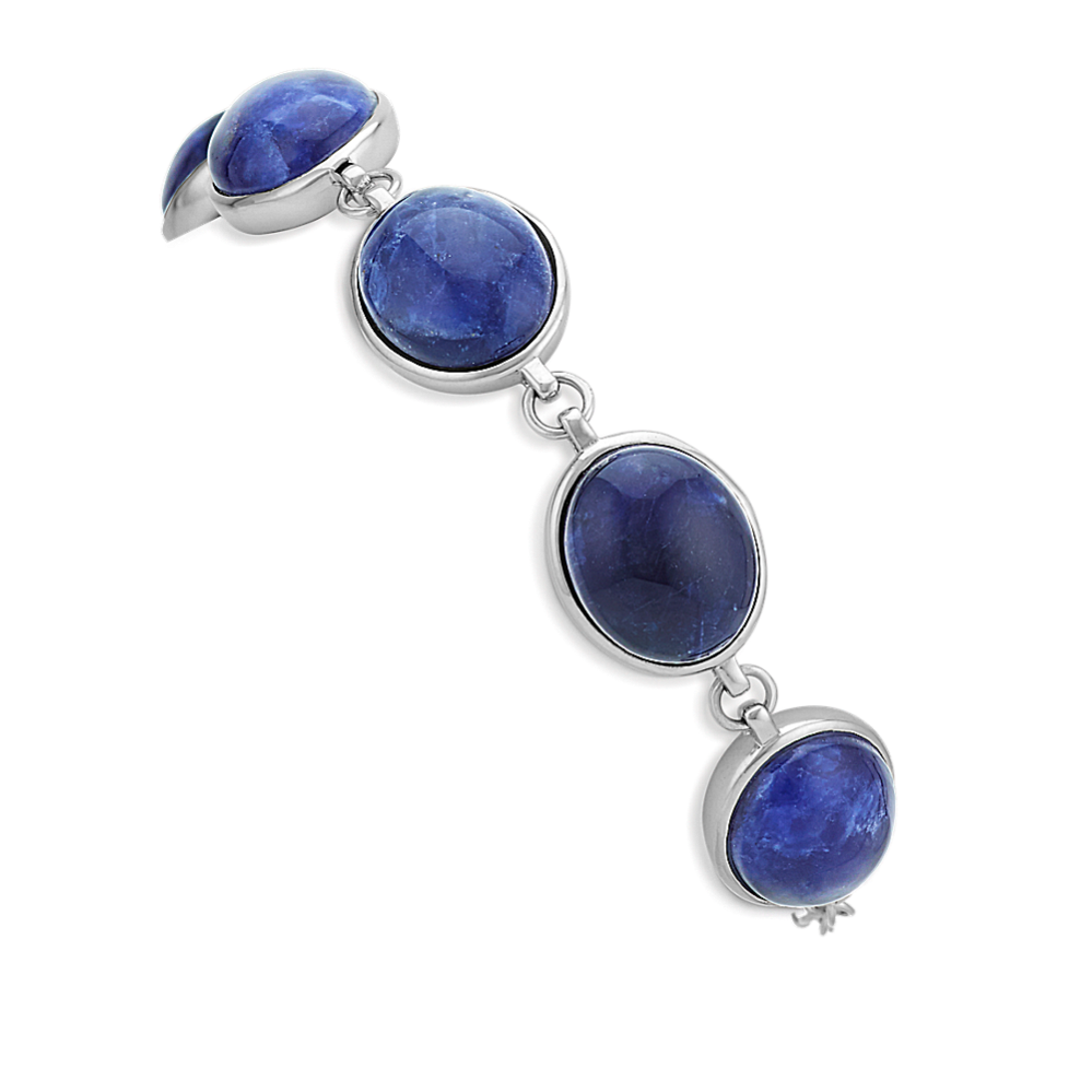 Blue Sodalite and Sterling Silver Bracelet (7.5 in)