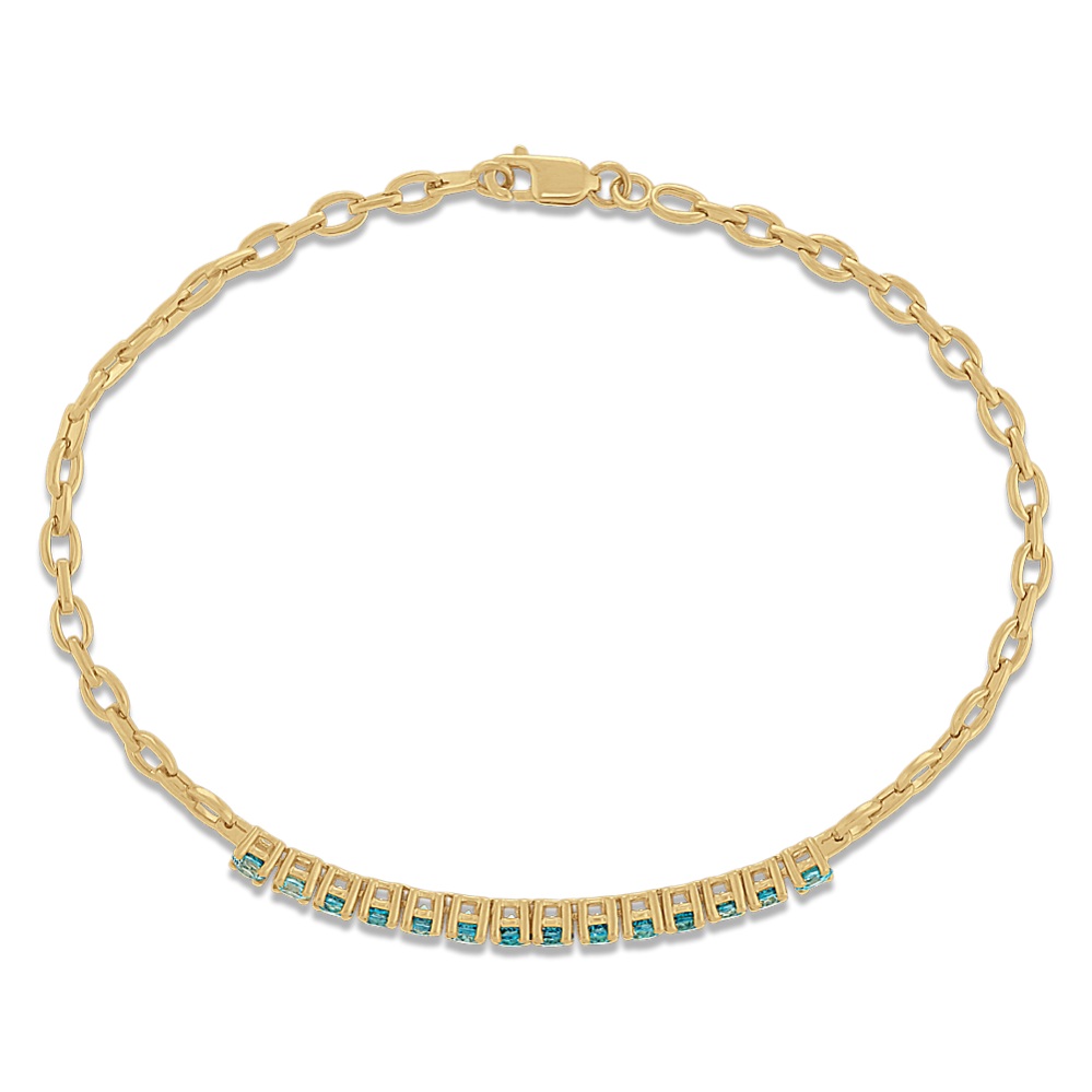 Blue Zircon Bracelet in 14K Yellow Gold (7.5'')