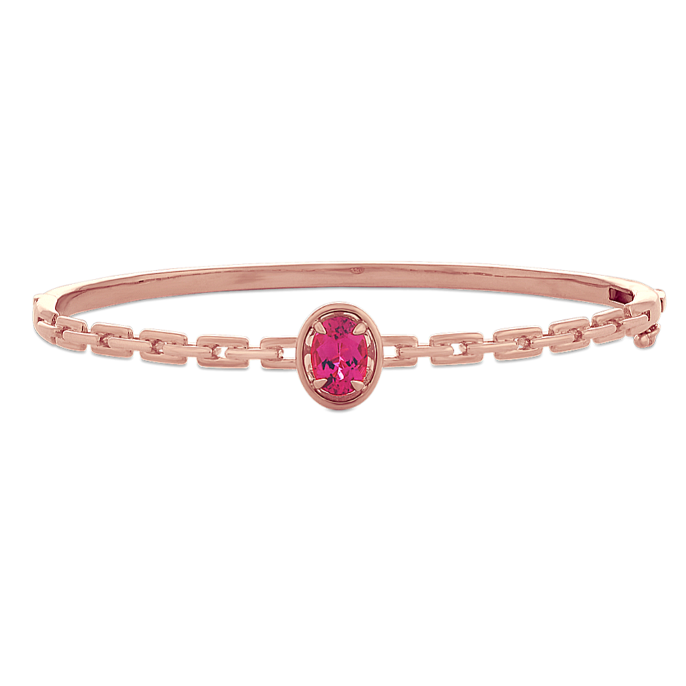 Cherry Pink Tourmaline Link Bracelet (7 in)